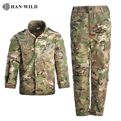 HAN WILD-ropa de camuflaje de campamento para niños, uniforme militar táctico de entrenamiento de tiro CS Airsoft, trajes ► Foto 1/6