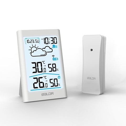 Inteligente Estación Meteorológica Inalámbrica pantalla LCD grande Digital en/al aire libre termómetro higrómetro Sensor remoto alarma reloj pronóstico del tiempo ► Foto 1/6