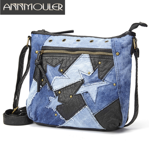 Diseñador de las mujeres bolsa de hombro de moda bolso de cuero Pu bolso de cuero de bolso estrella Patchwork ajustable bolso Messenger mujer bolsas ► Foto 1/6