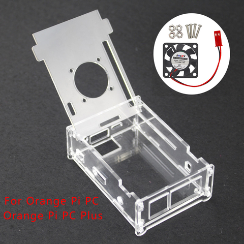 Transparente Orange Pi PC caso de acrílico caja naranja pi PC Plus cubierta de carcasa Shell + ventilador de refrigeración de la CPU para Orang Pi PC/PC Plus ► Foto 1/6