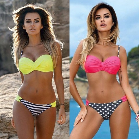 Bikinis de cintura baja para Mujer, traje de baño Sexy para Mujer, traje de baño con cuello Halter, juego de Bikini estilo Push Up de talla grande XXXL 2022 ► Foto 1/6