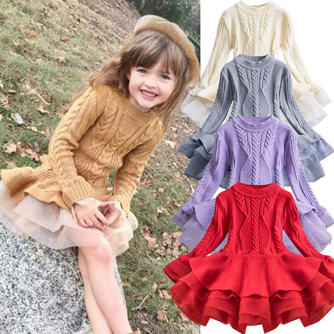 Otoño Invierno manga larga vestidos infantiles para niñas de 3-8 años bordado flor chicas vestido de fiesta de navidad niños ropa ► Foto 1/6