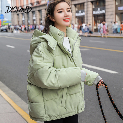 Moda de invierno con capucha chaqueta acolchada, mujeres Casual cálido de gran tamaño Parkas mujer coreana suelto de manga larga capa abrigo mujeres ropa ► Foto 1/6