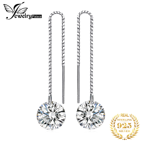 JewelryPalace de Plata de Ley 925 6.4ct AAA pendientes para las mujeres 8*8mm ronda 2022 pendientes de moda Accesorios ► Foto 1/6