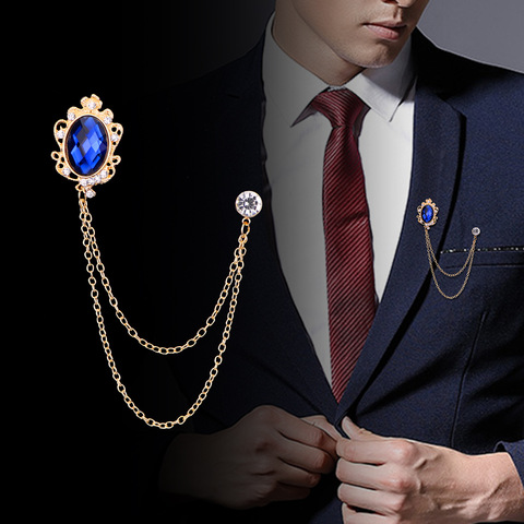 I-remiel moda nueva cadena de borla de cristal broches traje de personalidad vestido de insignia broche de corpiño joyería accesorios de lujo para hombres ► Foto 1/6