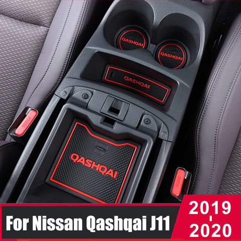 Alfombrilla de sílice para compartimento de puerta, sin salida de escape, almohadilla/taza, esteras de escape con surcos para puerta embellecedor Interior, accesorios, para Nissan Qashqai J11 2022 ► Foto 1/6