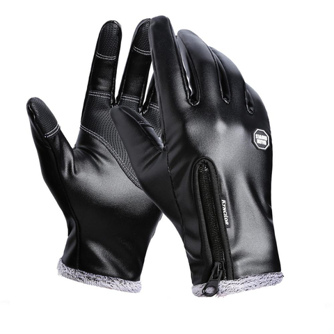 Guantes de Ciclismo de cuero para hombre y mujer, resistentes al agua, antideslizantes, con pantalla táctil, para esquí y deportes al aire libre, para invierno ► Foto 1/6