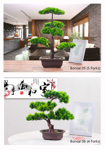 Plantas artificiales grandes y medianas para bonsái, pino Artificial, árbol Ornamental, vegetación nórdica, artesanías para decoración de interiores ► Foto 1/6