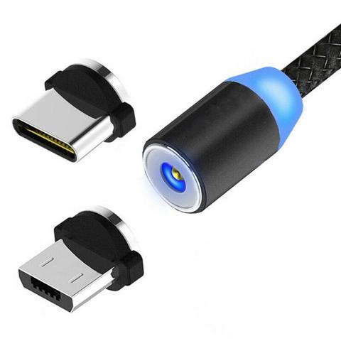 Cable magnético redondo enchufe tipo C Micro USB C 8 clavijas adaptador de carga rápida teléfono Microusb tipo-c imán cargador enchufe ► Foto 1/5