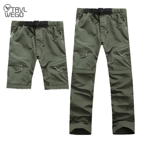 TRVLWEGO-pantalones cortos de senderismo para hombre, secado rápido, para acampar, escalada, Trekking, goro-tex, deportes al aire libre, pantalones enteros extraíbles, Verano ► Foto 1/6