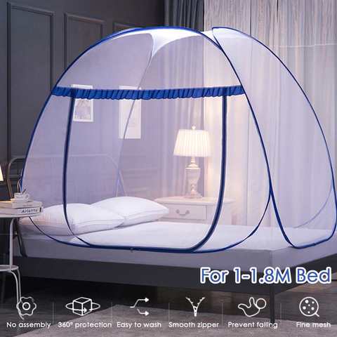 Portátil automático Pop ~ a Mosquito Net instalación libre plegable estudiante cama transpirable de malla de red de Mosquito para tiendas decoración para el hogar ► Foto 1/6