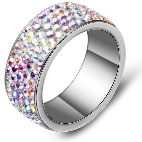 AB Shining-Anillo de boda de cristal de 5 filas para mujeres y niñas, joyería de NIBA de acero inoxidable de alta calidad ► Foto 1/6