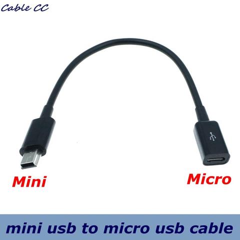 Cable adaptador para teléfono Android, conector mini USB T de 5 pines macho a micro USB, cable de datos MP3 MP4, 10cm ► Foto 1/4