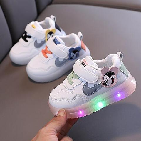 Disney-zapatillas brillantes de Mickey para niños, zapatos ligeros, luminosas, con luces LED ► Foto 1/6