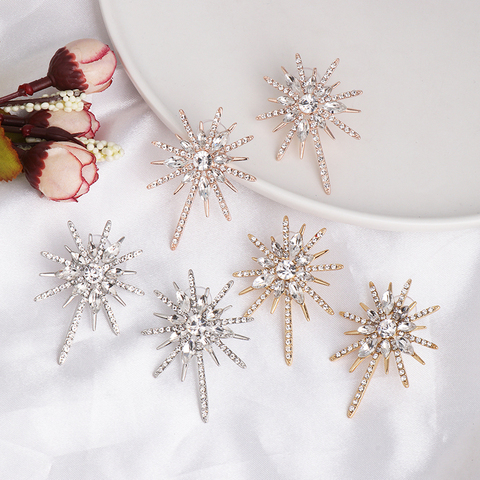 JUJIA-pendientes con forma de copo de nieve para mujer, aretes de cristal blanco, joyería de estrella, regalo de Navidad ► Foto 1/6