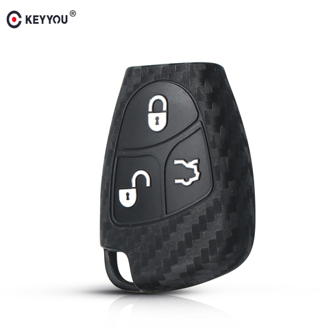 KEYYOU-funda de silicona para llave de coche, accesorios de llavero para Mercedes Benz W203 W211 CLK C180 E200 AMG C S Class ► Foto 1/6