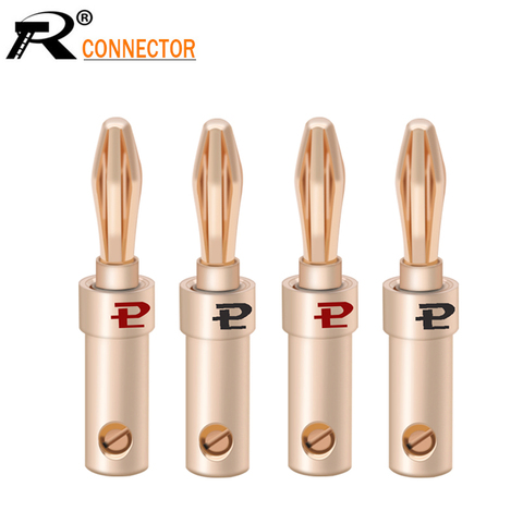 4 Uds 24K chapado en oro de cobre conector tipo Banana para altavoz adaptador de conector de Audio Banana conectores para cable de altavoz amplificadores ► Foto 1/6