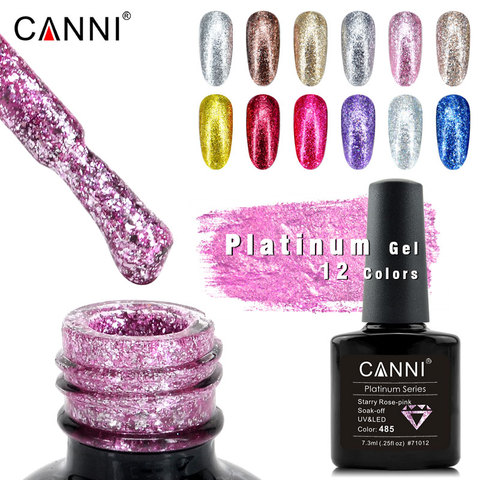 Nuevo CANNI perfecto platino gel abrigo color de larga duración de cromo de uñas de gel polaco 7,3 ml manicura de uñas brillo de papel de color gel de barniz ► Foto 1/6