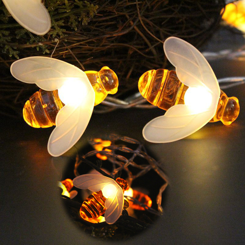 Guirnaldas LED de Navidad en forma de abeja, luces de hadas con batería Flash para fiesta, jardín, boda, decoración de Año Nuevo, 6M, 40LED ► Foto 1/6