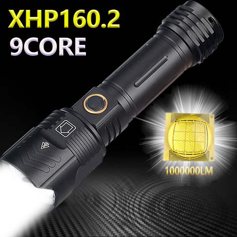 Linterna potente XHP160.2 LED XHP50.2 de 1000000LM, linterna con Zoom resistente al agua, 5 modos, recargable por USB, batería de 18650/26650, 5000mAh ► Foto 1/6