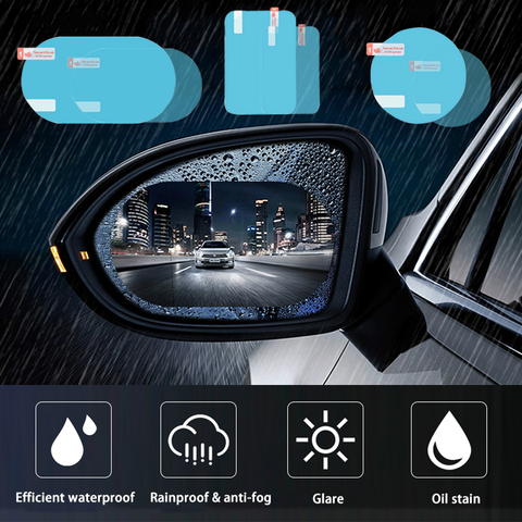 2 uds impermeable para coche pegatina para espejo retrovisor Anti-niebla Ventana de aluminio claro película protectora protector de lluvia impermeable Auto pegatinas de coche ► Foto 1/6