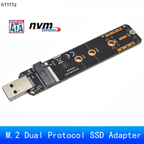 M.2 USB a USB 3,0 de doble protocolo placa SSD M.2 NVME PCIe NGFF SATA M2 SSD adaptador para 2230, 2242, 2260, 2280 NVME/SATA M.2 SSD RTL9210B ► Foto 1/6