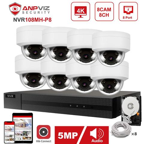 Hikvision-sistema de cámaras de seguridad IP para interior/exterior, Kit de vigilancia CCTV, OEM, 8 canales, 4K, NVR, Anpviz, 4/6/8 Uds., 5MP, POE ► Foto 1/6