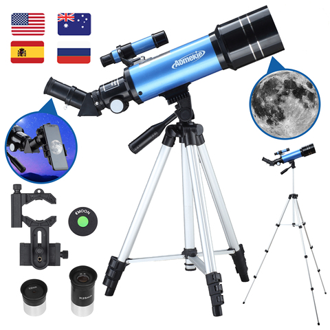 AOMEKIE-Refractor telescópico con trípode alto, soporte móvil 16X/66X, imagen eréctica para ver la luna espacial, regalo para principiantes, 40070 ► Foto 1/6