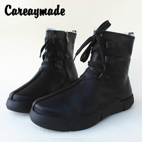 Careaymade-Botas cortas de suela gruesa de lana pura para hombre, zapatos de algodón de alta calidad, suela suave de cuero de vaca, cálidos, para invierno ► Foto 1/6