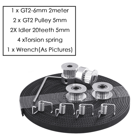 Piezas de impresora 3D GT2, polea de 20 dientes de diámetro, 5mm, GT2, 6mm, correa de distribución y tensor 2X 4X para kit de impresora I3 3D ► Foto 1/5