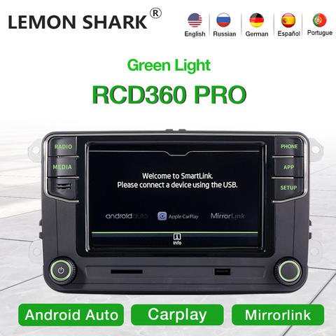 LEMON SHARK-reproductor multimedia con Android y navegación GPS para VW, Radio de coche con Carplay, luz verde, para VW, Skoda Noname, 6RD035187B, RCD360 PRO ► Foto 1/6