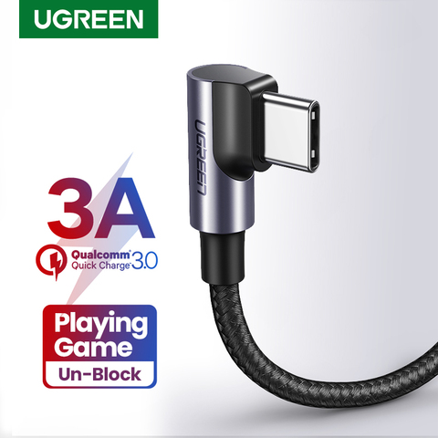 UGREEN-Cable USB de ángulo recto para móvil, Cable de carga rápida tipo C 3A para Samsung S10, S9, S8 Plus, Note9, 3,0 ► Foto 1/6