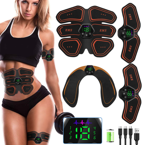 Ejercitador de cadera Abdominal EMS, Estimulador muscular con pantalla LCD, tóner, Abs Fitness USB, entrenamiento, gimnasio en casa, pérdida de peso, adelgazamiento corporal ► Foto 1/6