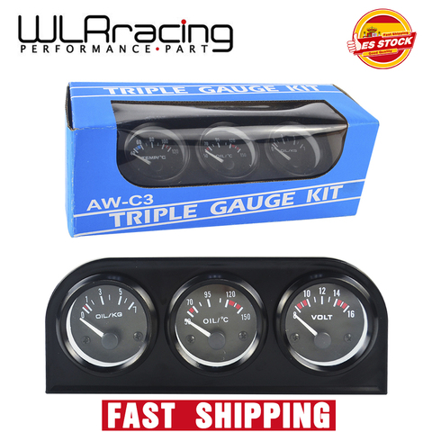 WLR RACING-52mm Kit Triple eléctrico (voltímetro + indicador Temp aceite indicador de presión de aceite) sensor temperatura o temperatura del agua ► Foto 1/6