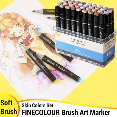 LifeMaster Finecolour conjunto Color de la piel/cepillo oblicuo consejo profesional Art Marker para Diseño de Manga tinta a base de Alcohol EF102 ► Foto 1/6