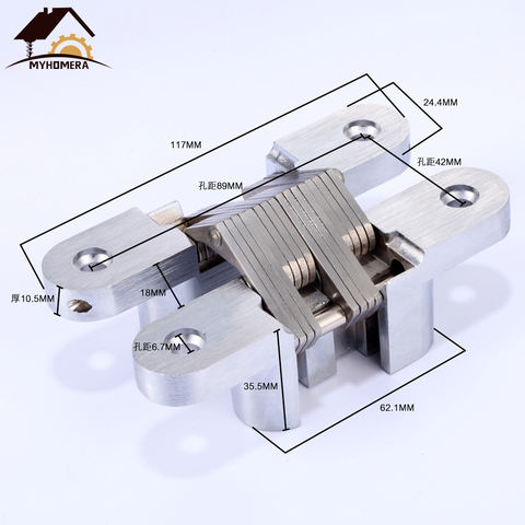 Myhomera-bisagras ocultos de acero inoxidable, carga pesada, 50kg, 25x117mm, bisagra de puerta plegable cruzada integrada, Hardware de muebles ► Foto 1/1