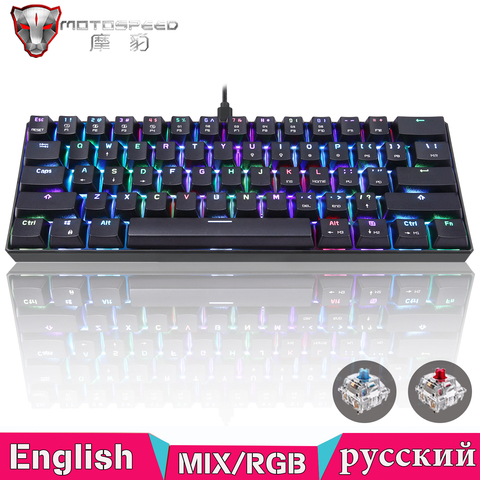 ¡Nuevo! Teclado mecánico para videojuegos Motospeed CK61, con cable USB, 61 teclas, retroiluminación LED RGB, interruptor rojo y azul para ordenador de mesa ► Foto 1/6