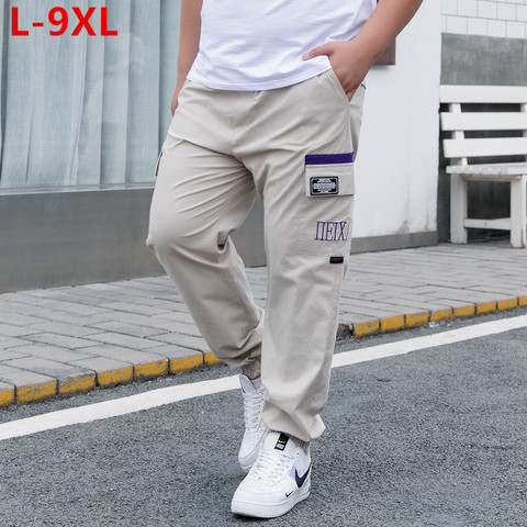 Pantalones Cargo deportivos para hombre, pantalón bombacho a la moda de Hip Hop para hombre, pantalón de talla grande 6XL 8XL 9XL, pantalón de algodón elástico para verano ► Foto 1/6