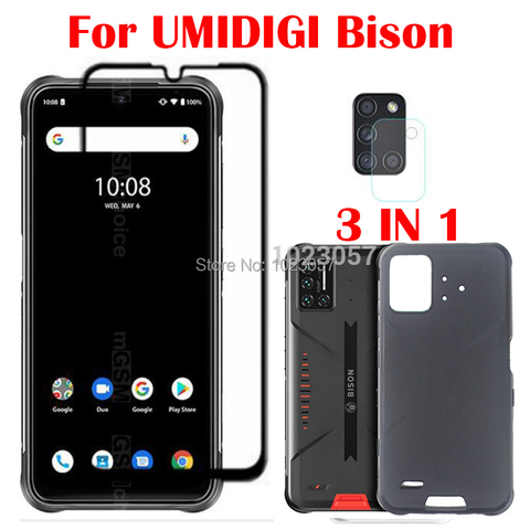 Funda de silicona para UMIDIGI BISON 3 en 1, Protector de Pantalla DE LA Cámara de vidrio templado, para UMIDIGI BISON IP68/IP69K 6,3 ► Foto 1/6