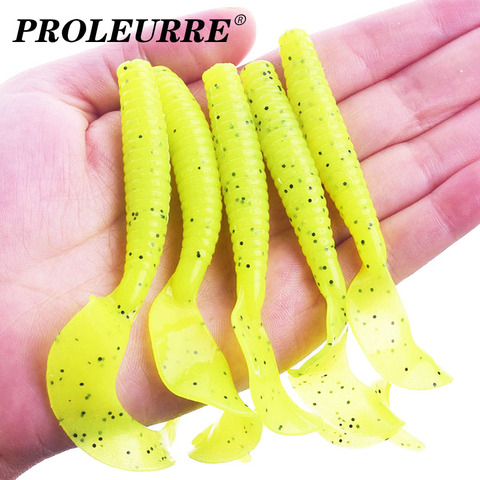 5 unids/lote gusano rizado Swimbait suave señuelos pesca plantilla Wobblers 8cm 4,3g olor con sal de cebo Artificial, bajo la carpa abordar ► Foto 1/6