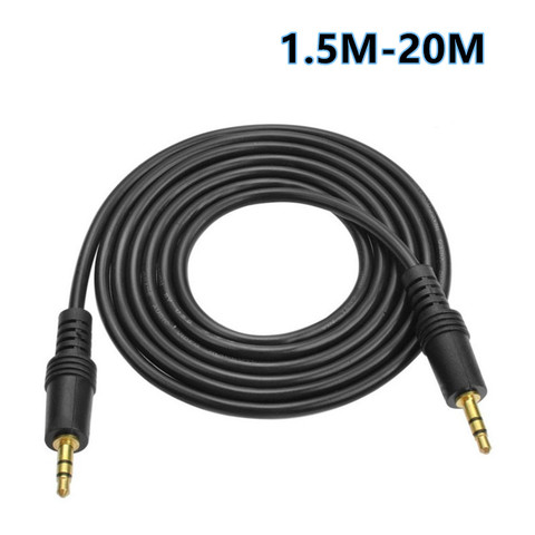 Cable de Audio auxiliar jack 3,5, estéreo, aux, 3,5mm, conector macho a macho, 2m/5m/10m/15m/20m, chapado en oro ► Foto 1/5