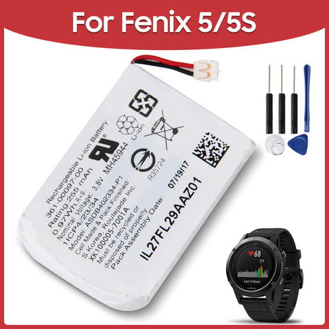 Reemplazo Original de piezas de batería 361-00097-00-361-00096-00 para Garmin Fenix 5 Garmin Fenix 5 Fenix 5S 255mAh, pilas para reloj ► Foto 1/6