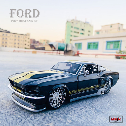 Maisto-Coche de simulación de aleación de metal, modelo de adornos para manualidades, colección de juguetes, regalo, 1:24, gran oferta, 1967, Ford Mustang GT ► Foto 1/6