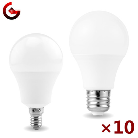 10 unids/lote Bombilla LED E27 E14 20W 18W 15W 12W 9W 6W 3W Bombilla de luz LED AC 220V Bombilla Spotlight iluminación frío/caliente de la lámpara blanca ► Foto 1/6