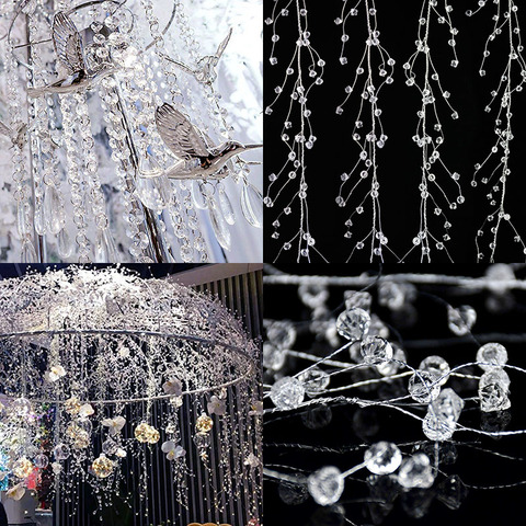 Cortina de cuentas de cristal acrílico para decoración de boda, guirnalda de cuentas de cristal de 100-150cm, suministros para fiestas y bodas ► Foto 1/6