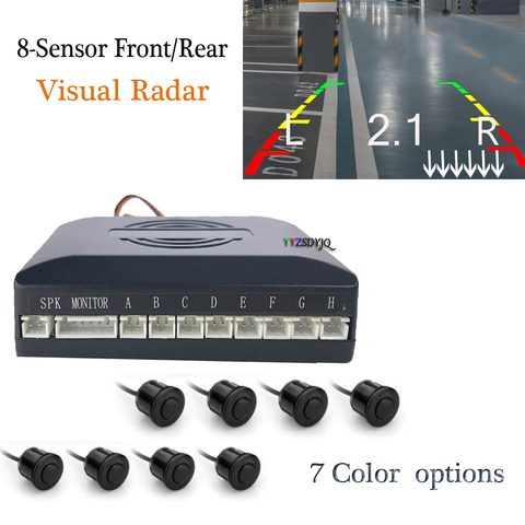 Nuevo coche 8 sensores Dual frontal/trasera Visual Sensor de aparcamiento con vídeo de Radar de ciego sonda Parktronic Kit de sistema ► Foto 1/6