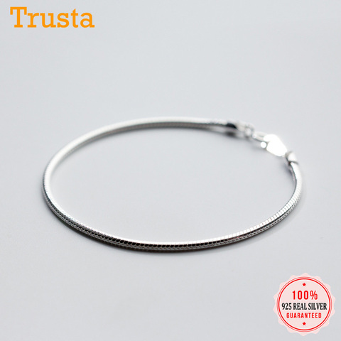 Trustdavis genuino de moda 100% de Plata de Ley 925, 2mm cadena de la serpiente pulseras para las mujeres de regalo de la joyería de la boda, DS2259 ► Foto 1/5