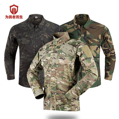 Camisa táctica de camuflaje del ejército militar para hombre, chaqueta de manga larga de camuflaje para deportes al aire libre, uniforme de combate BDU, para senderismo y caza ► Foto 1/1