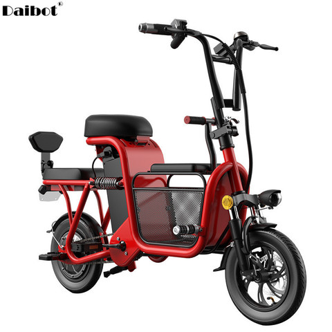 Bicicleta eléctrica plegable 12 ''48V 350W eléctrico de dos ruedas de bicicletas sensible de freno de Scooter eléctrica portátil con asiento para adultos ► Foto 1/6