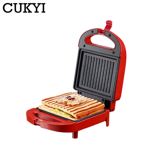 CUKYI hogar Sandwich Maker eléctrico desayuno máquina gofres huevo pastel horno Mini tostadora doble calentamiento lateral 220V 650W ► Foto 1/6